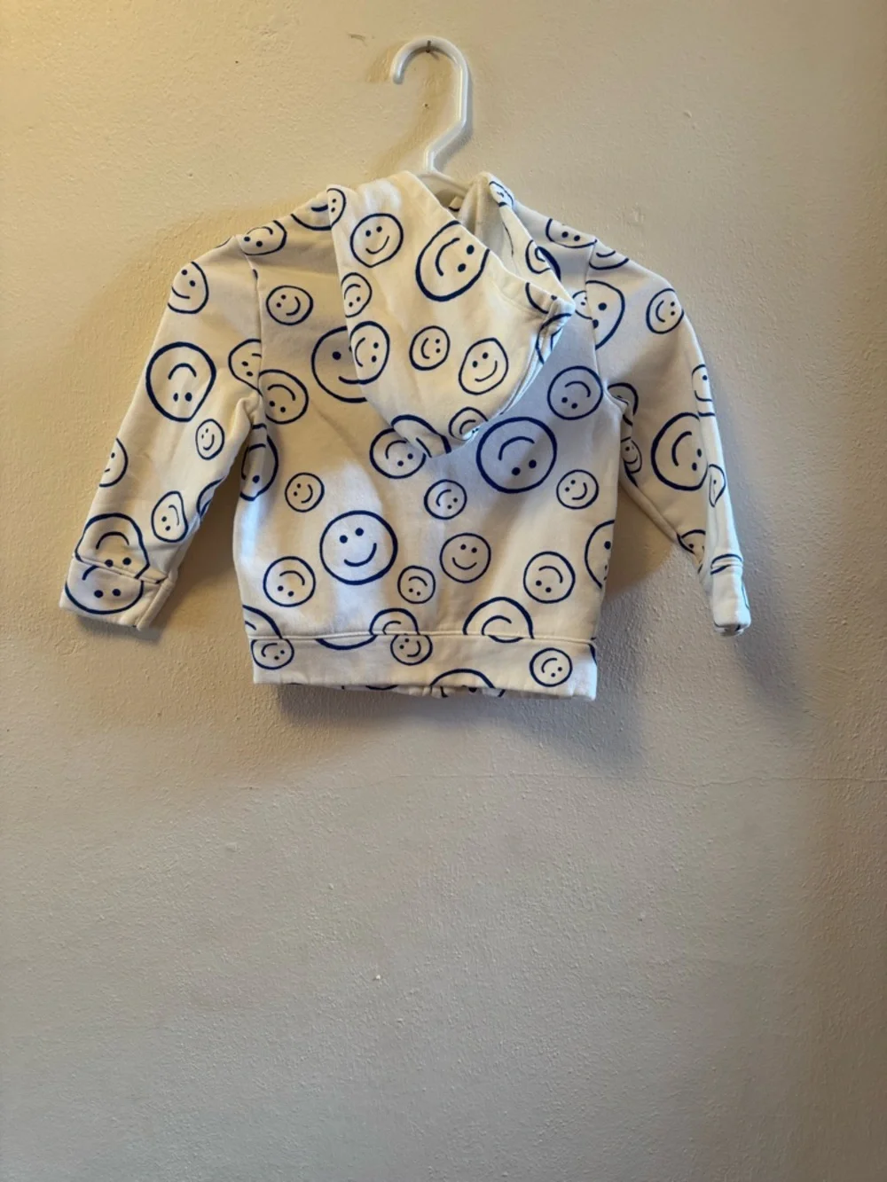 Old Navy Toddler Smiley Face Zip-Front Hoodie Size 4T Cream Blue Green Graphic